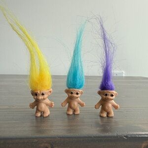3 x vintage mini trolls